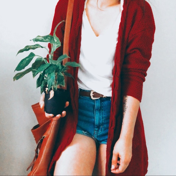 Vintage Sweaters - BURGUNDY SEAMS • cozy long overused boho cardigan